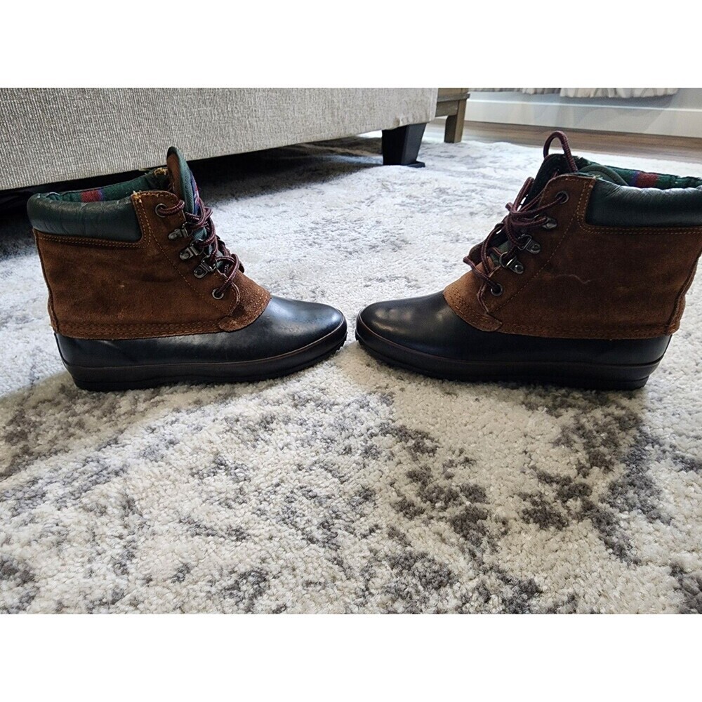Smith's Thermolite Boots Womens Black Brown Leather Duck Rubber Lace Up Size 8 - Picture 2 of 8